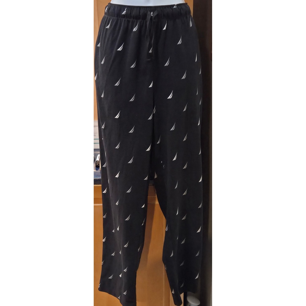 Nautica Mens Black Sailboat Print Pajama Pants Sleepwear Lounge Bottoms Size M